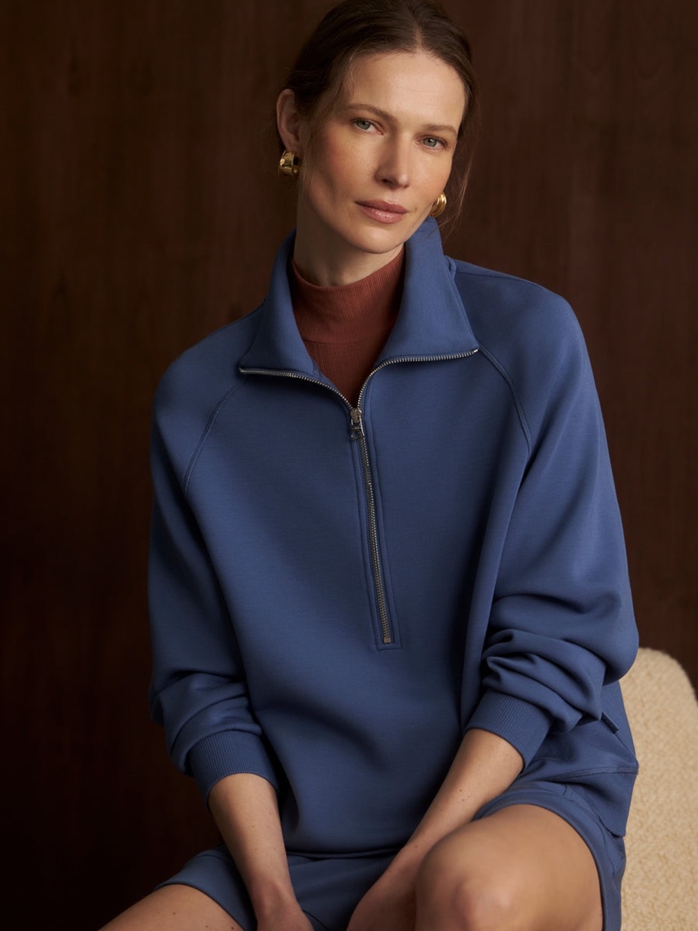 Varley Half-Zip Relaxed Sweatshirt in Slate Blue